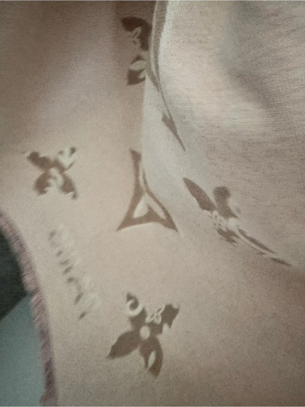 Louis Vuitton Beige & Pink Logo Cashmere Scarf
